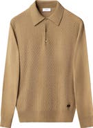 Eton Chevron Structure Long Sleeve Polo