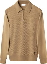 Eton Chevron Structure Long Sleeve Polo