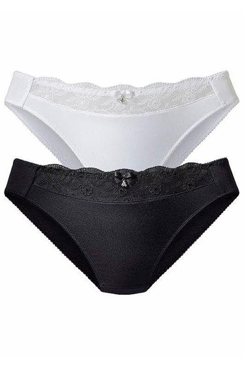 Women's 2 Pk Lace Accent Panties, Main, color, Black & White