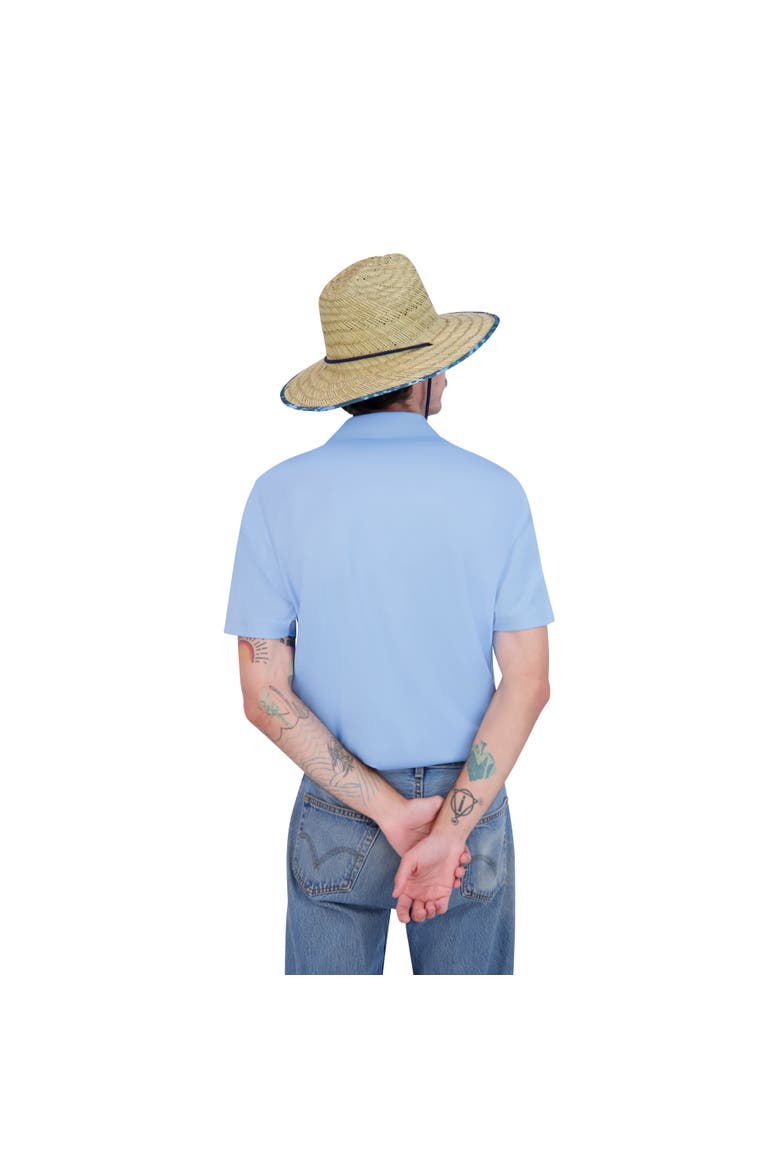Woven Seagrass Lifeguard Hat with Camo Under Brim and Braided Chin Cord, Alternate, color, BLUE