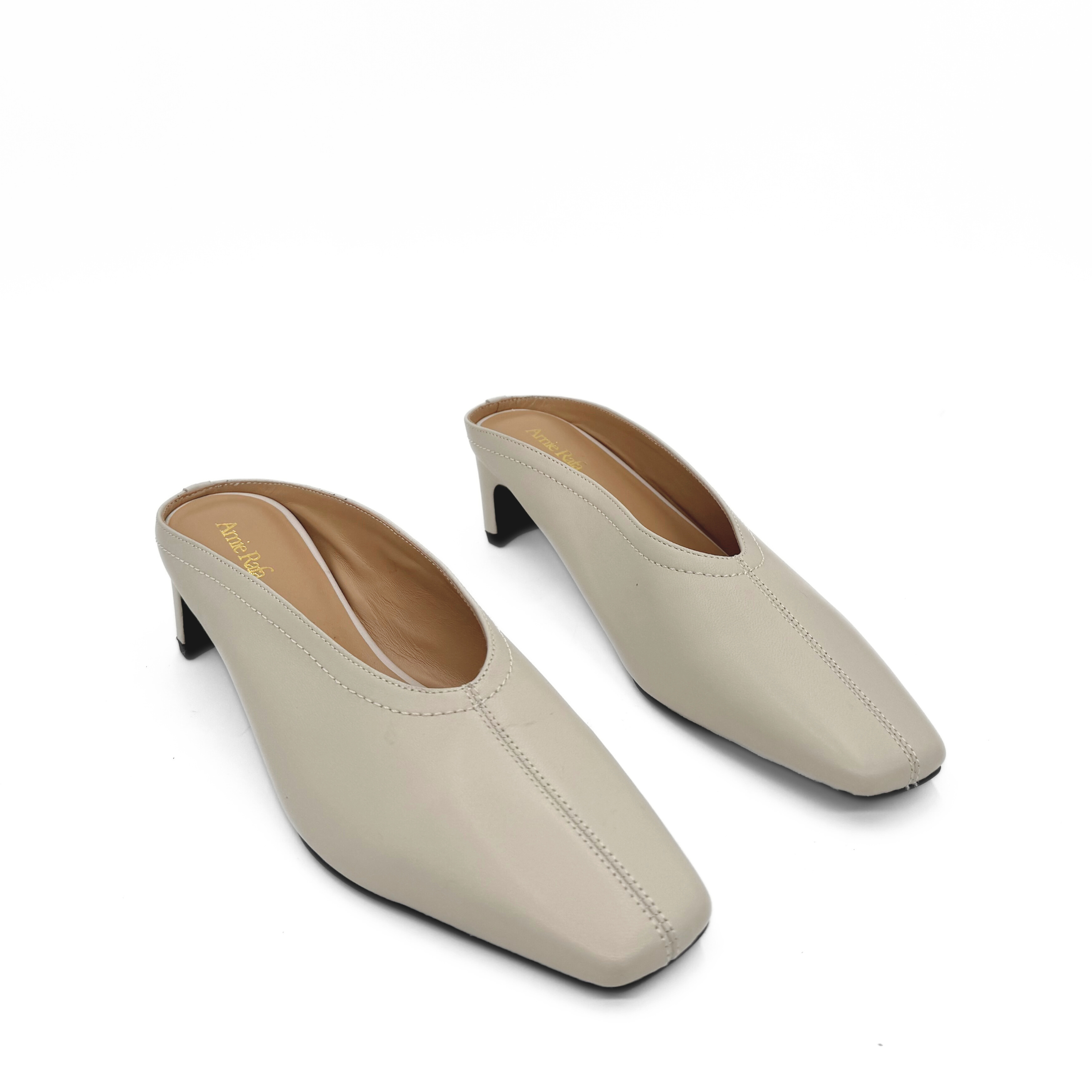 Junie Heeled Leather Mule, Alternate, color, Bone