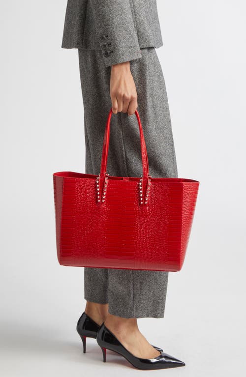 Christian Louboutin Small Cabata Soft Croc Embossed Patent Leather Tote