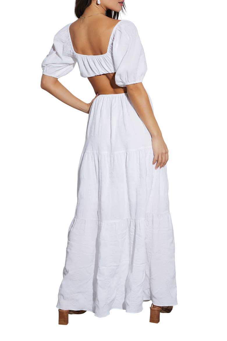 Cartagena Cutout Tiered Maxi Dress, Alternate, color, WHITE