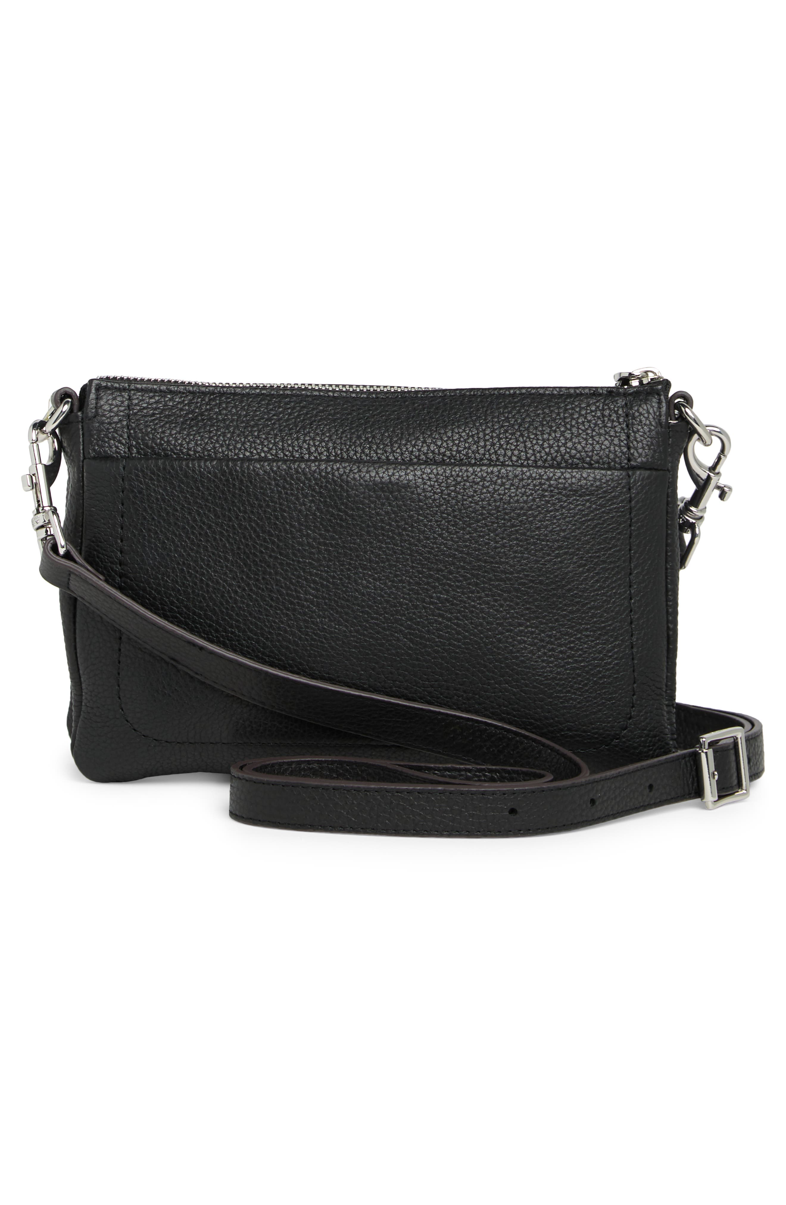 AIMEE Madrid Leather Crossbody Bag, Alternate, color, Black With Silver