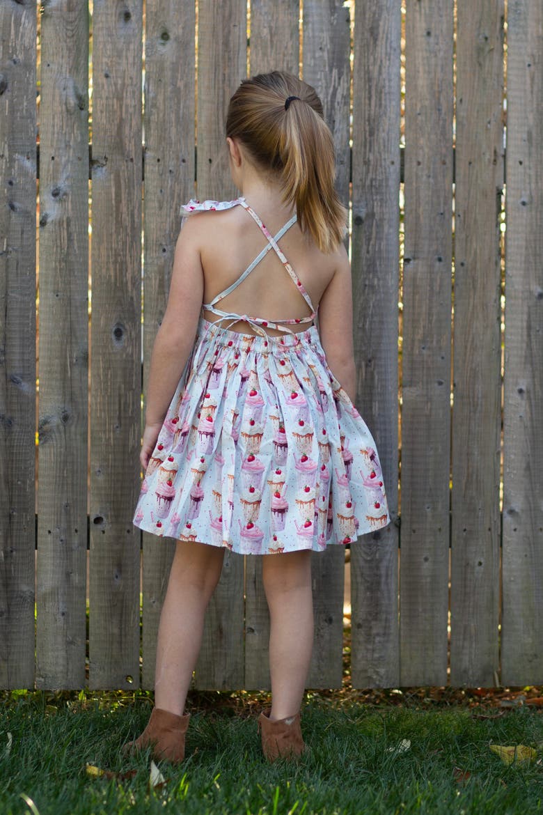 Girls Ruffle Sleeve Dress, Alternate, color, Milkshakes