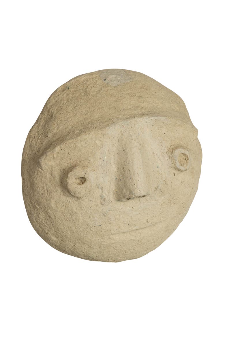 Paper Mache Moon with Face Wall Decor, Ivory, Main, color, Ivory