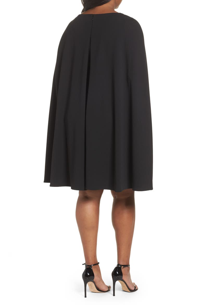 Cape Sheath Dress, Alternate, color, BLACK
