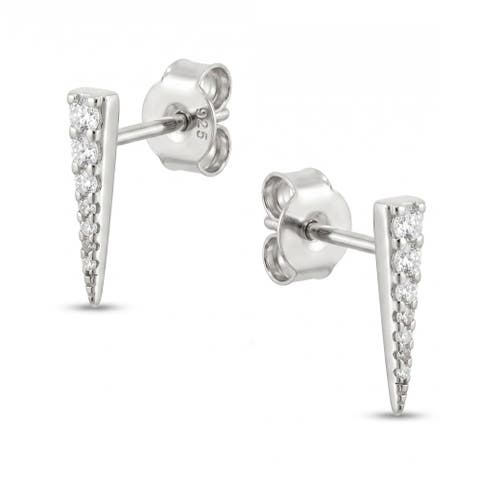 Long Pave Dagger Stud Earrings
