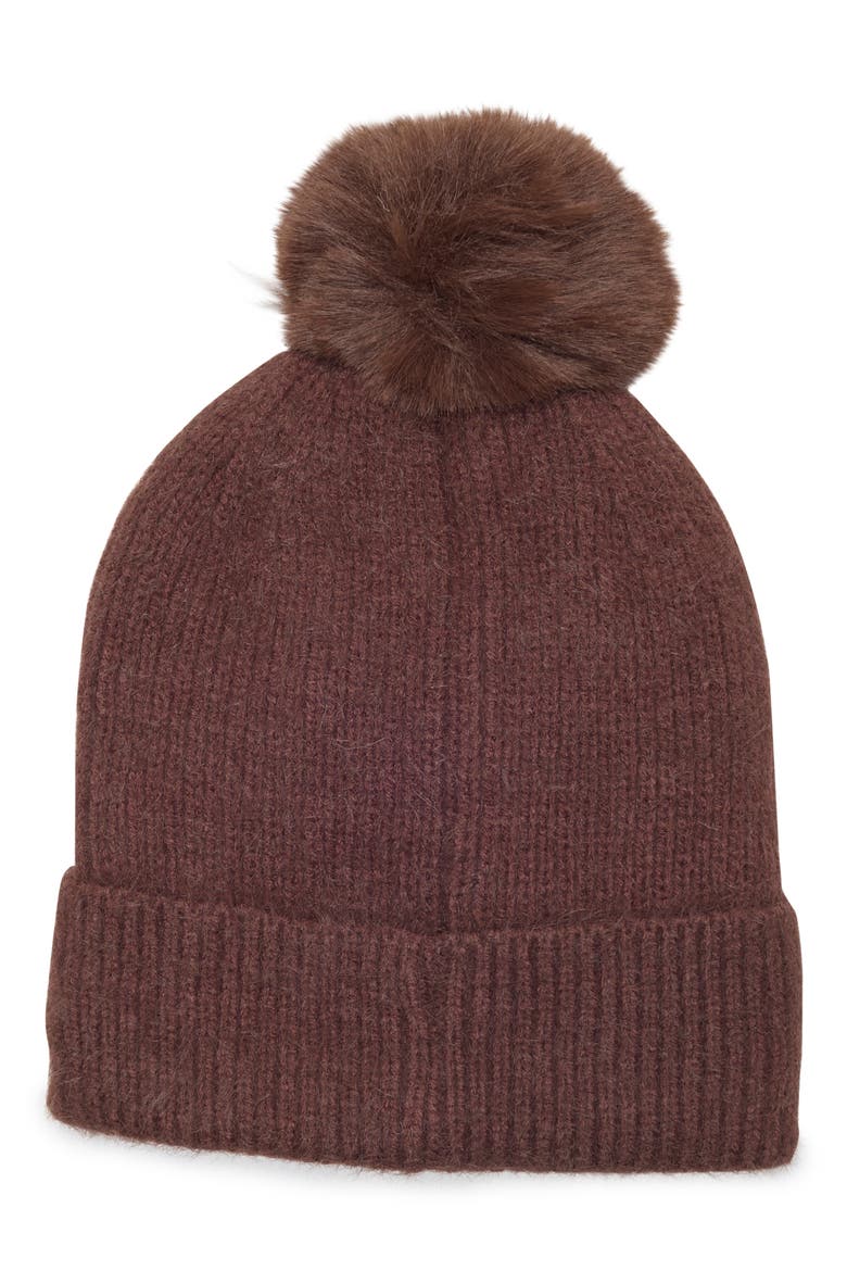 Bead & Crystal Pom Beanie, Alternate, color, CHOCOLATE