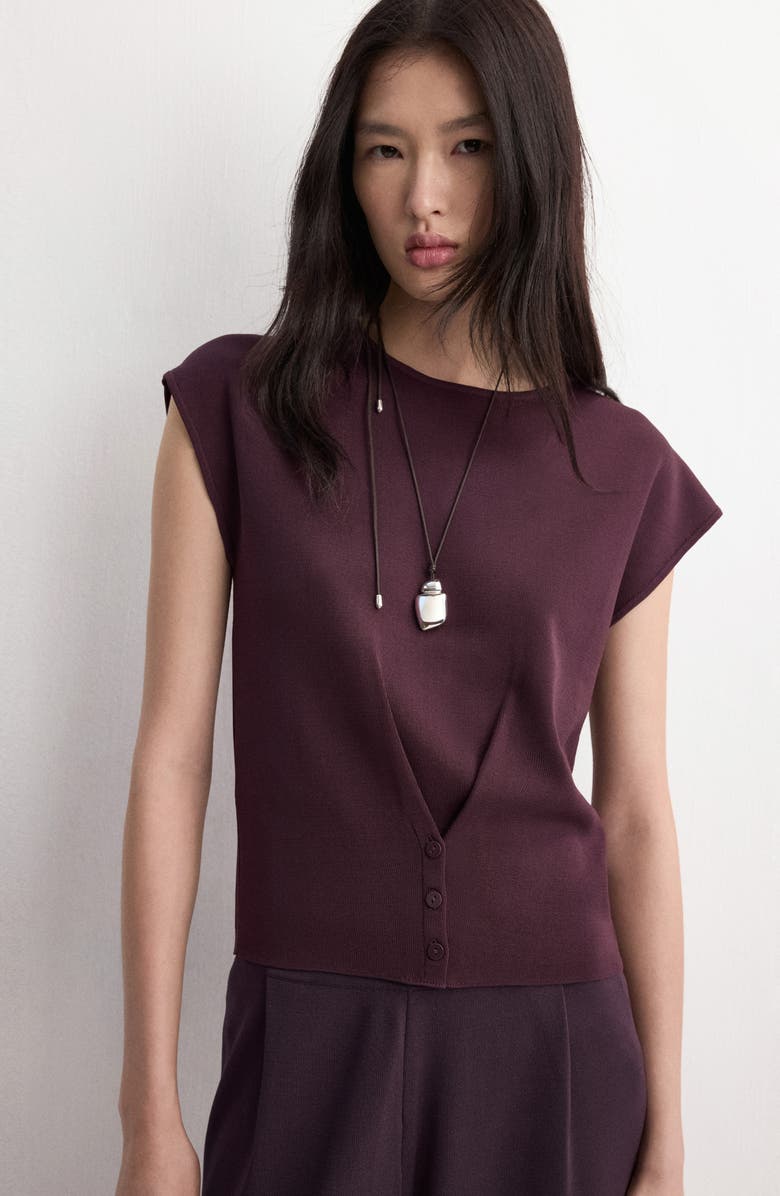 MANGO Knit Pull-On Straight Leg Pants, Alternate, color, Burgundy