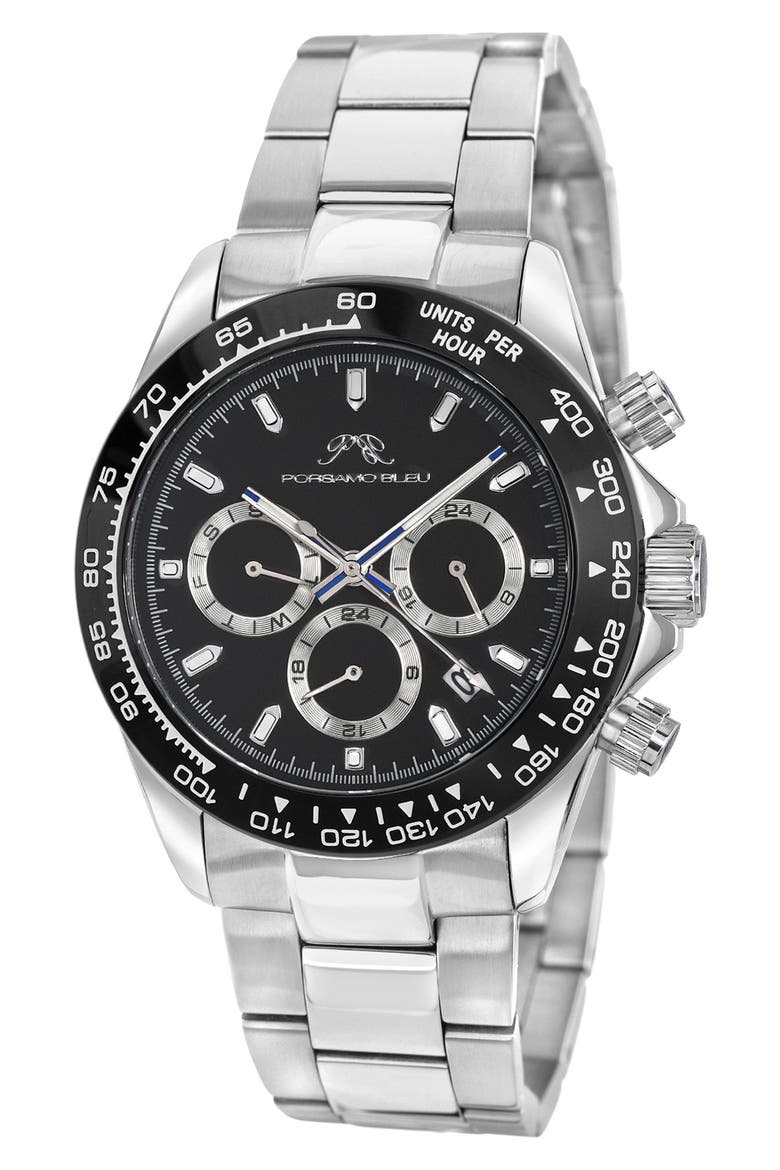 Men's Preston Multi-Function Dial Stainless Steel Bracelet Watch, 41mm, Main, color, SILVER-BLACK
