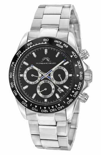PORSAMO BLEU Men's Preston Multi-Function Dial Stainless Steel Bracelet Watch, 41mm