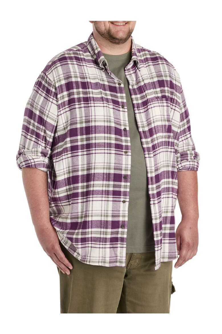 Big & Tall Large Plaid Flannel Sport Shirt V1, Main, color, PURPLE MULTI
