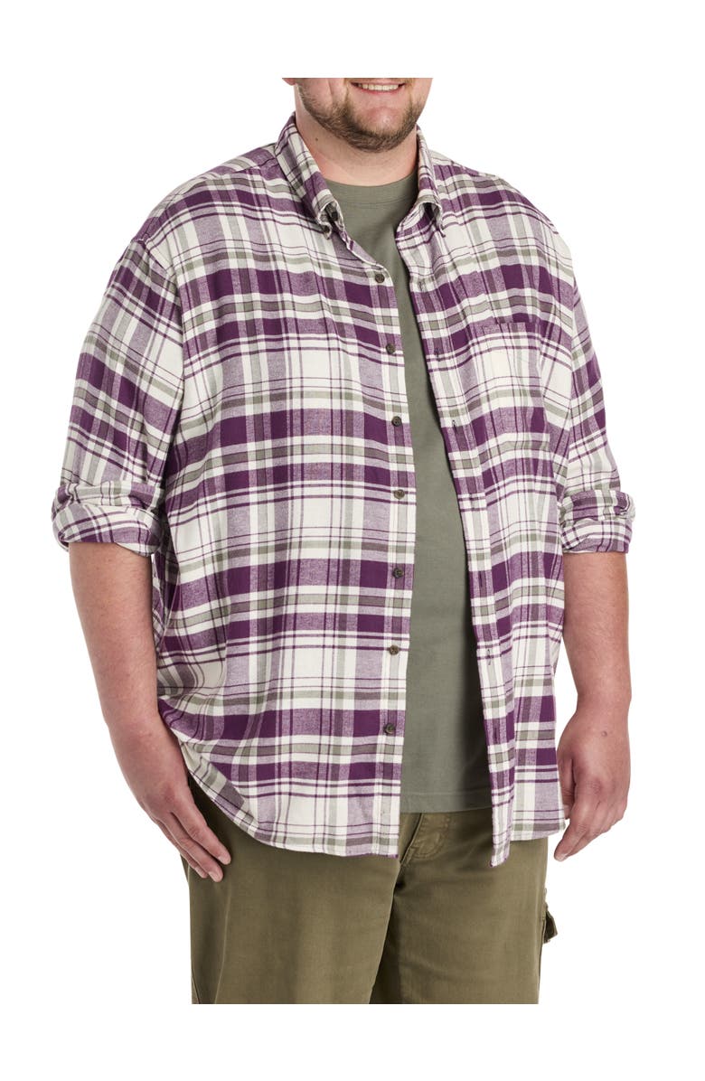 Harbor Bay by DXL Big & Tall Large Plaid Flannel Sport Shirt V1, Main, color, Purple Multi