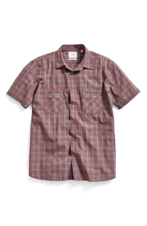 Billy Reid Donels Plaid Short Sleeve Cotton Seersucker Button-up Shirt In Rosewood