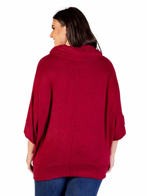 24seven Comfort Apparel Cowl Neck Dolman Sleeve Sweater Top In Red