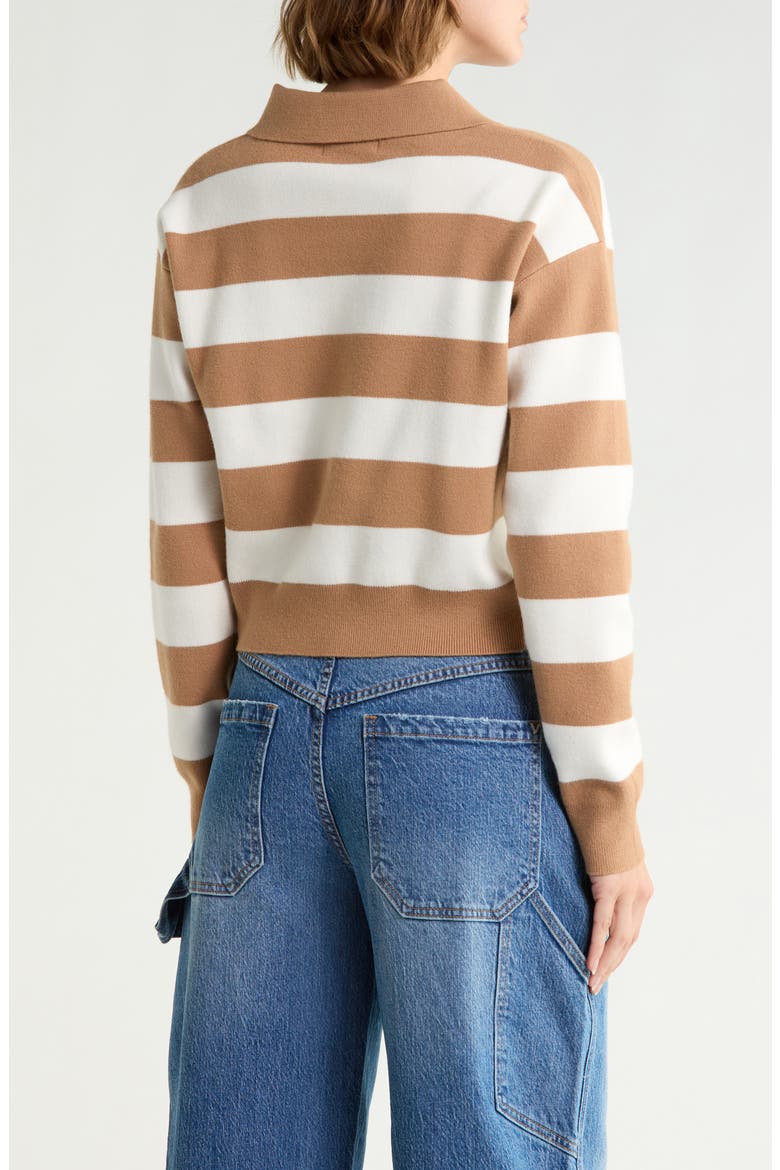Striped Polo Sweater, Alternate, color, CAMEL/ CRME