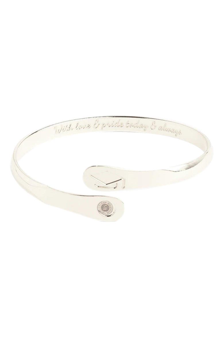 Graduation Bracelet Engraved With Love & Pride Today & Always, Main, color, Silver