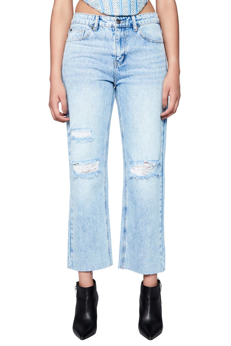 Esther Ripped Raw Hem Crop Straight Leg Jeans, Main, color, INDIGO