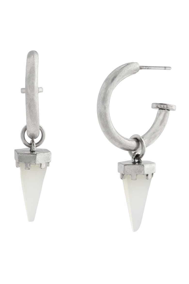 Quartz Spike Huggie Drop Earrings, Main, color, WHITE QUARTZ