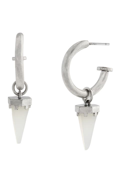 Quartz Spike Huggie Drop Earrings