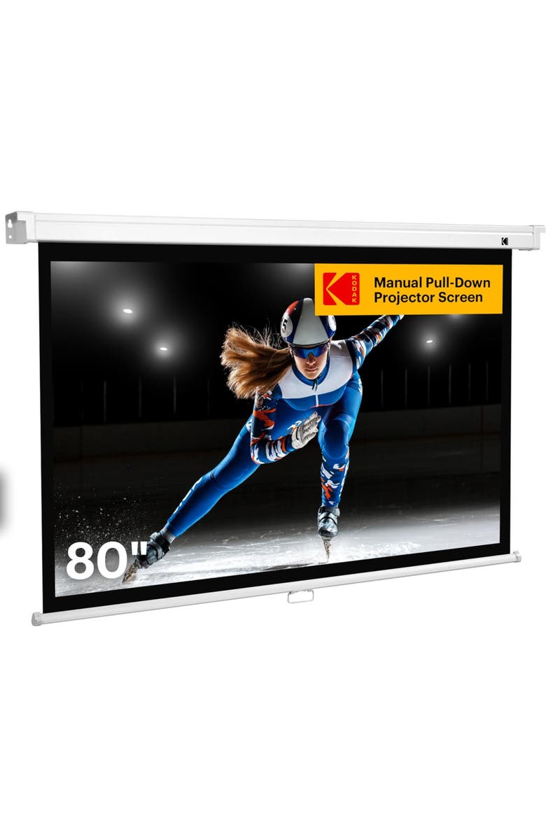 Kodak 80 Manual Pull Down Projector Screen, Large 169 Retractable Projector Screen, Main, color, Black