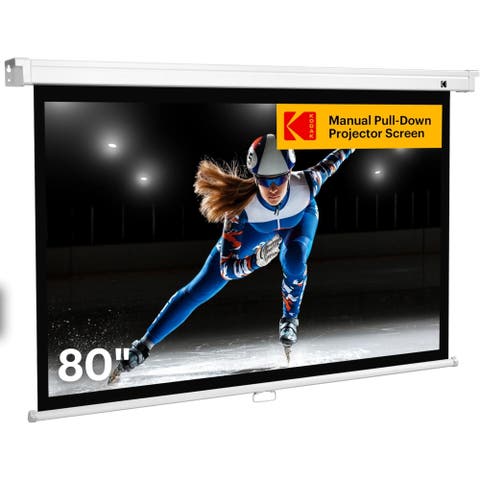 80 Manual Pull Down Projector Screen, Large 169 Retractable Projector Screen