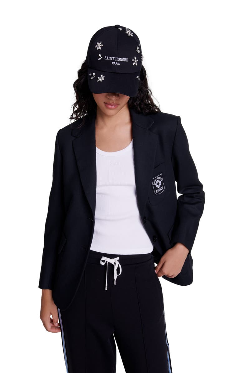 maje Embroidered suit jacket, Alternate, color, 