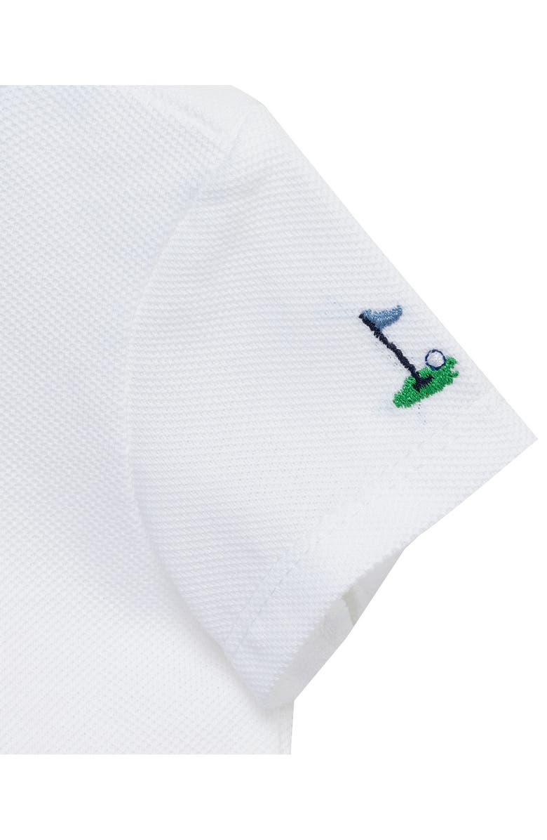 Little Me Cotton Golf Polo & Stripe Shortalls Set, Alternate, color, 