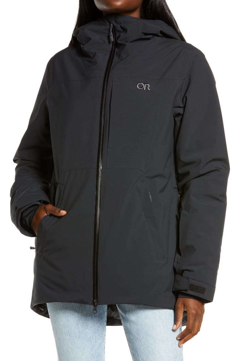 Snowcrew Hooded Ski Jacket, Alternate, color, BLACK