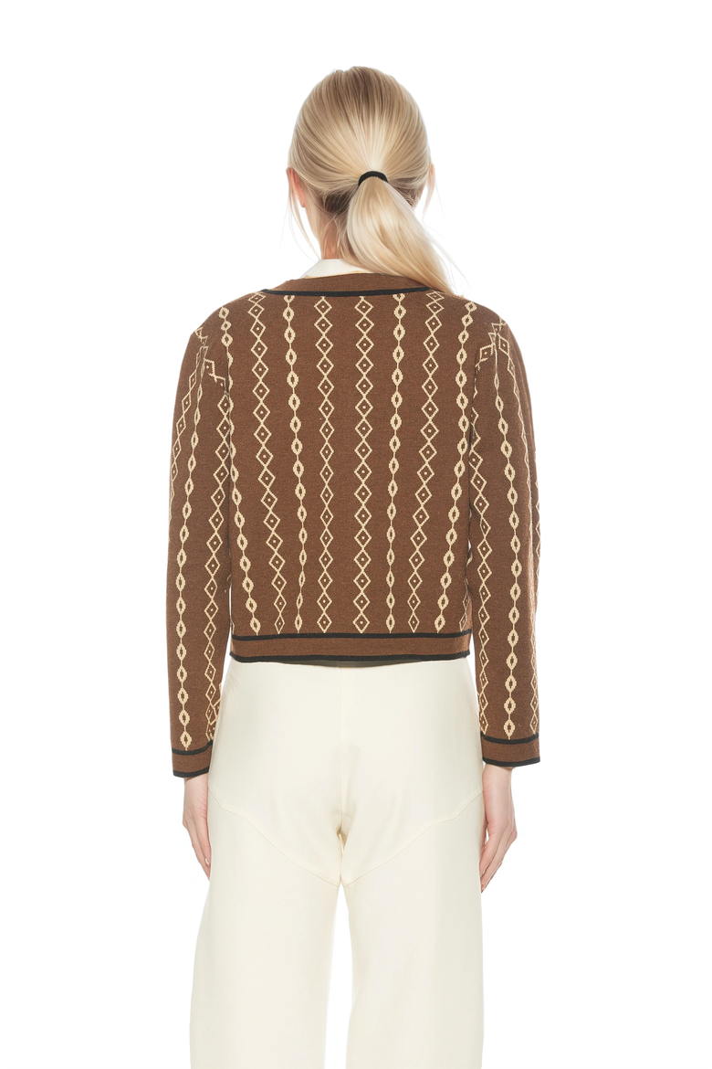 Briar Collegiate Contrast Trim Cardigan, Alternate, color, Brown