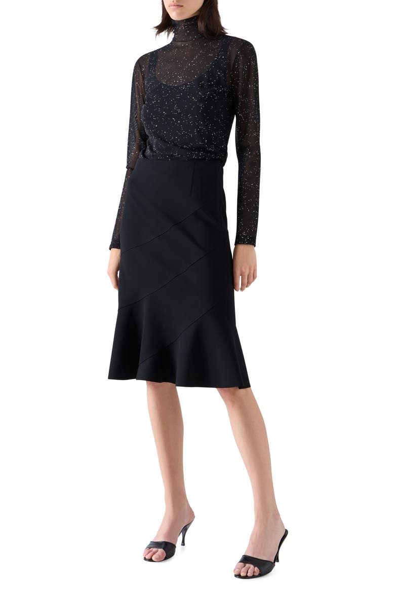 Metallic Starry Sky Tulle Mock Neck Top, Alternate, color, METALLIC SILVER
