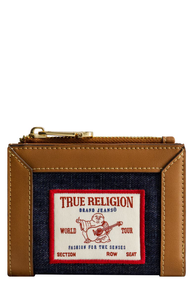 Buddha Patch Small Denim Wallet, Main, color, DARK DENIM