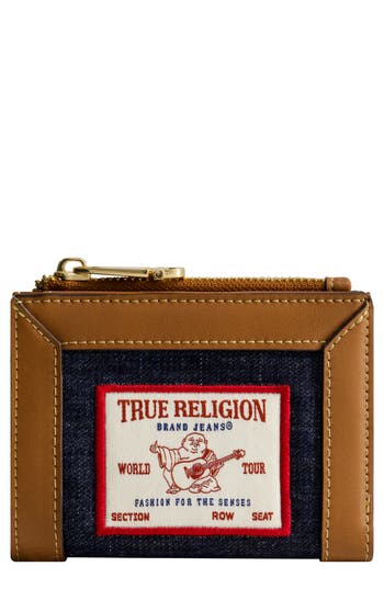 True Religion Buddha Patch Small Denim Wallet In Dark Denim