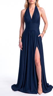 Jessica Angel Halter Tie-Back A-Line Evening Gown
