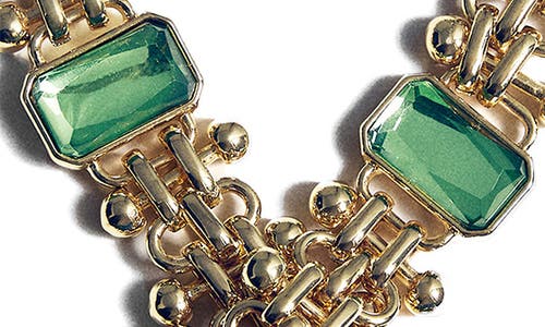 Mango Crystal Link Statement Necklace In Gold