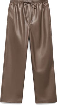 MANGO Faux Leather Drawstring Pants