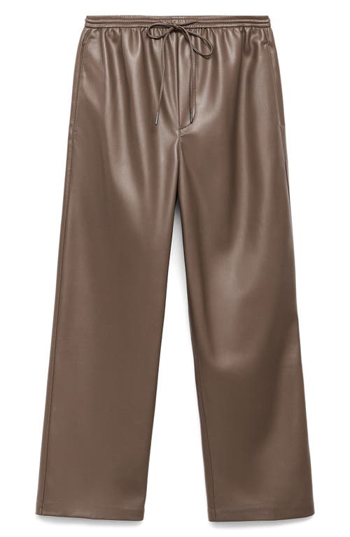 Mango Faux Leather Drawstring Pants In Brown