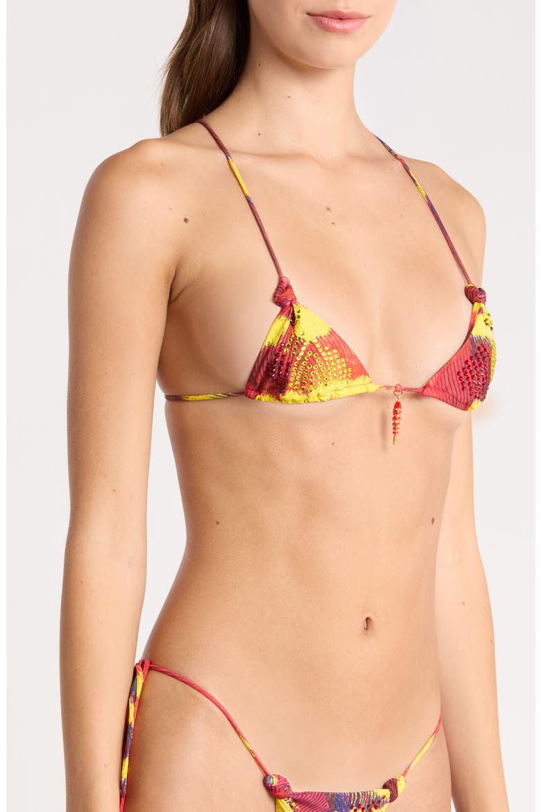 Diamante Crystal Embellished Fish Charm Bikini Top, Alternate, color, MULTI
