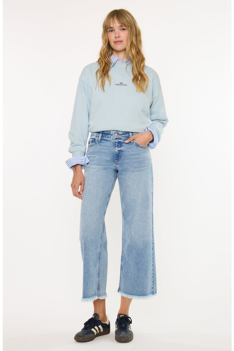 Mal Essentials Mid Rise Cropped Wide Leg Jeans, Alternate, color, Light Wash