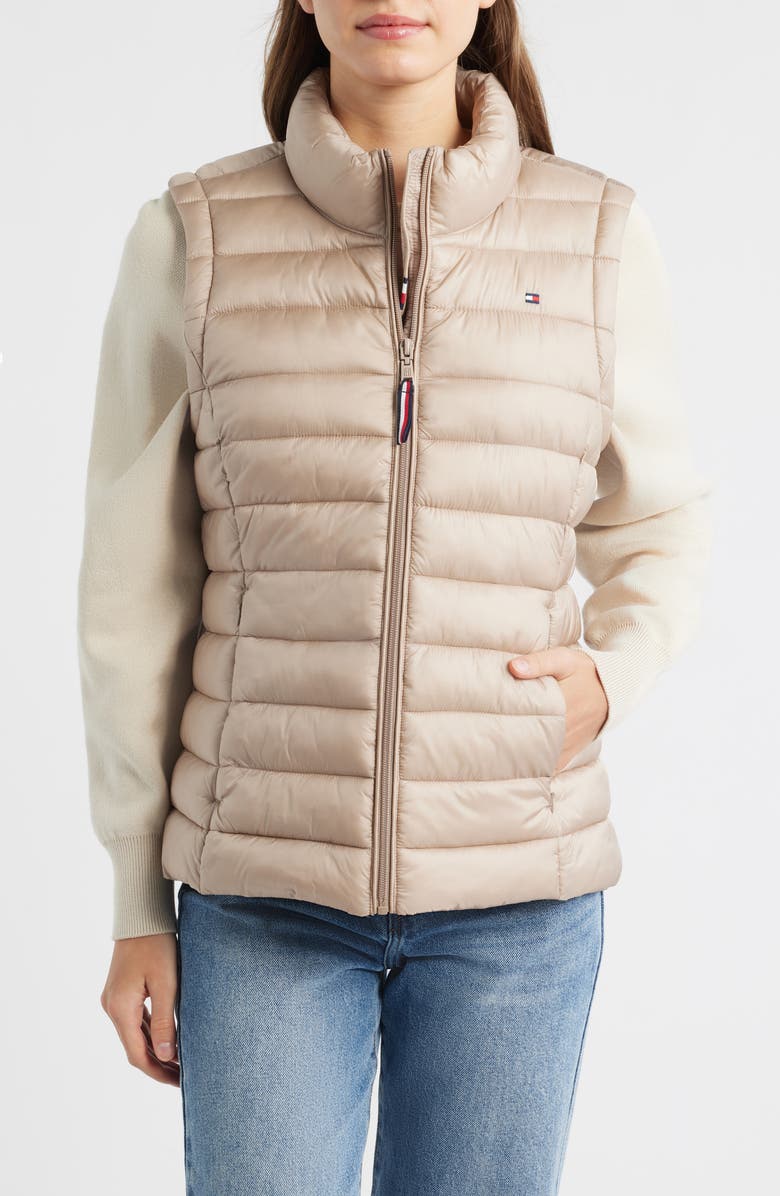 Tommy Hilfiger Quilted Packable Vest, Main, color, Champagne