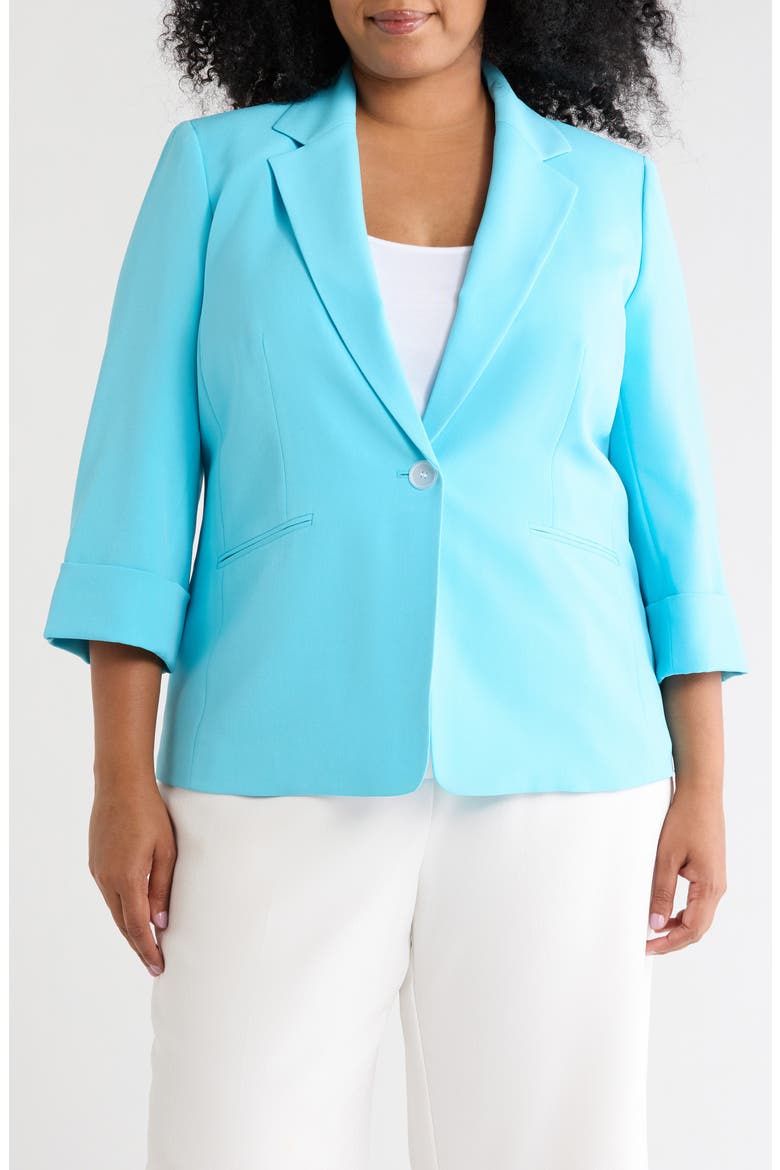 Solid Woven Blazer, Main, color, AQUA OASIS