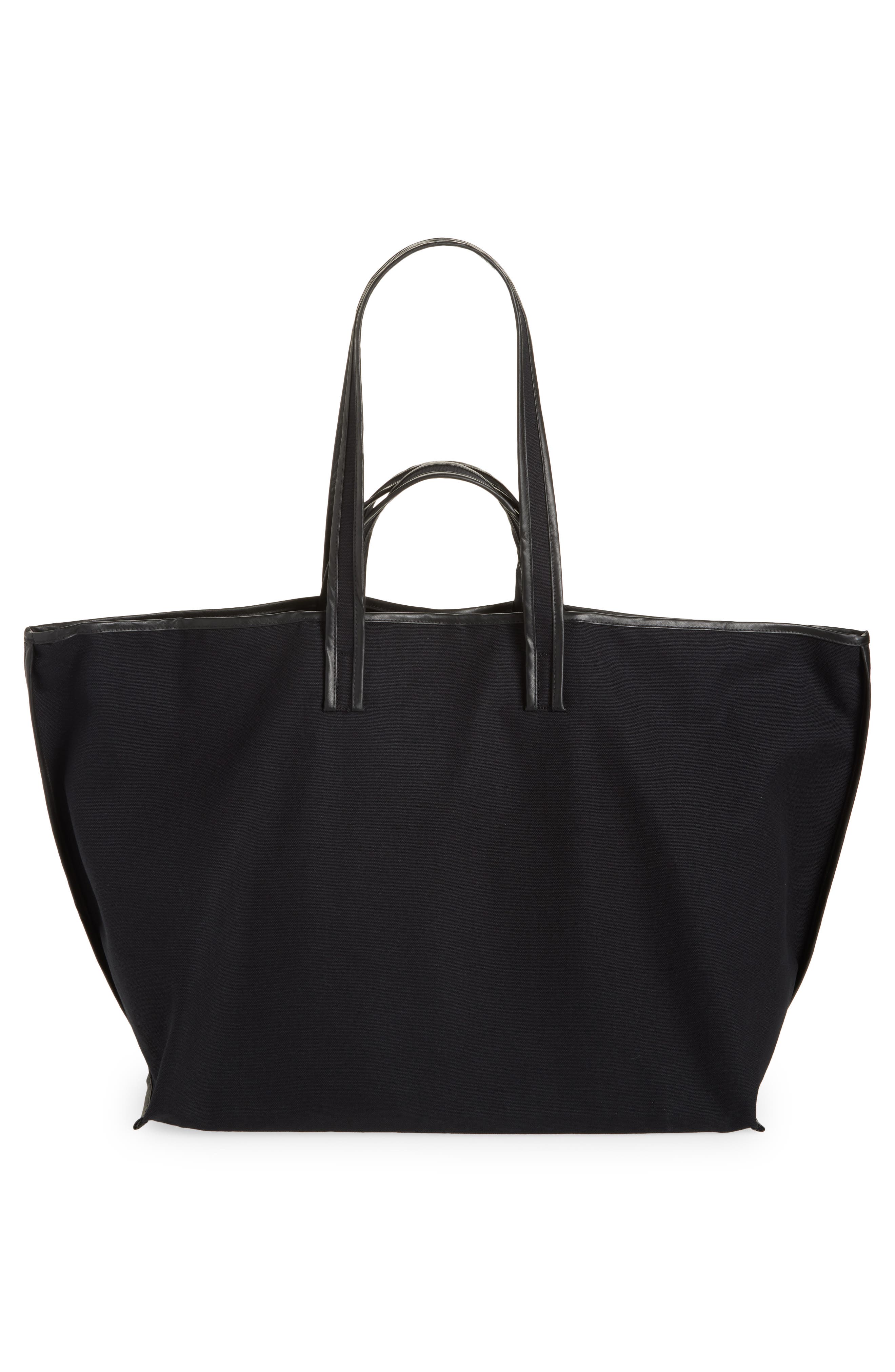KASSL Contrast Trim Canvas Tote, Alternate, color, Black Oil Black