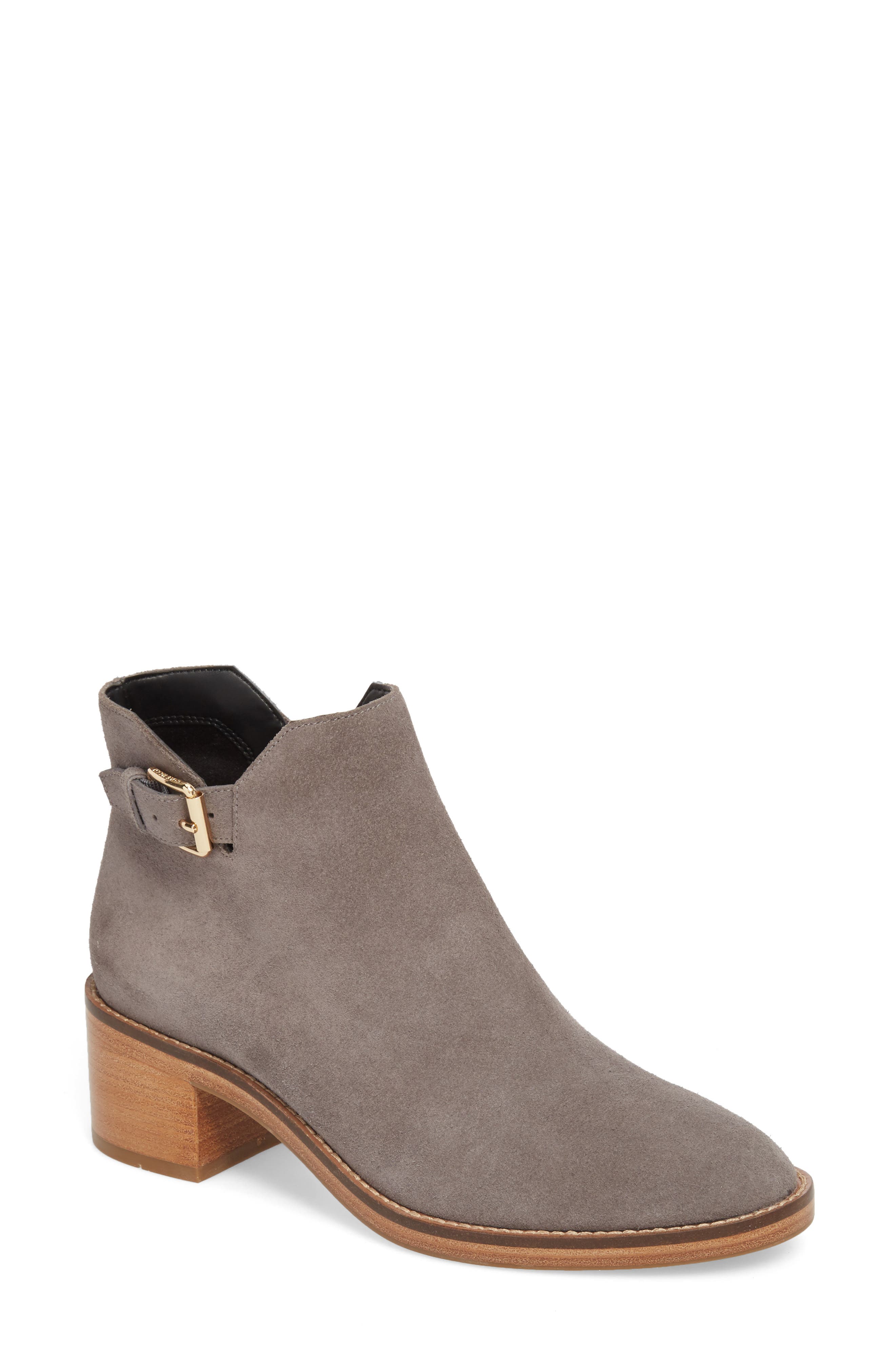 Harrington Grand Buckle Bootie, Main, color, STORM CLOUD SUEDE