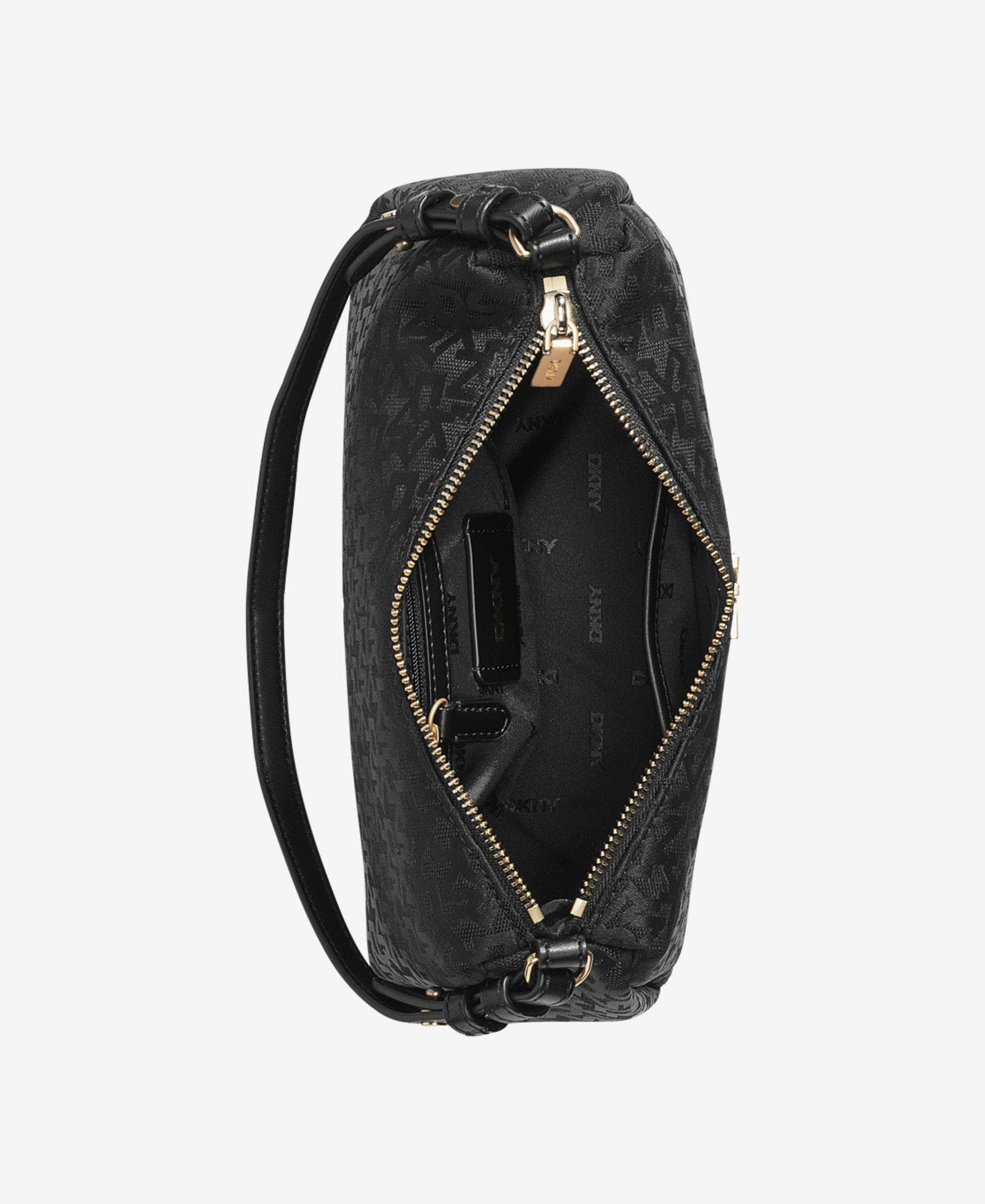 DKNY Remy Top-Zip Shoulder, Alternate, color, Jet Black/Black