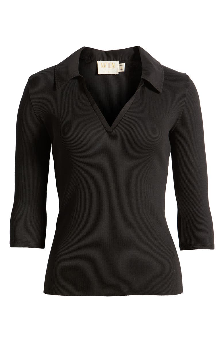 Nation LTD Hollace Three-Quarter Sleeve Johnny Collar Polo, Alternate, color, 