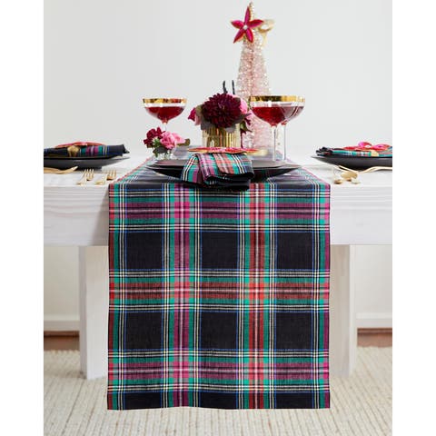 Linen Table Runner - Jewel Plaid