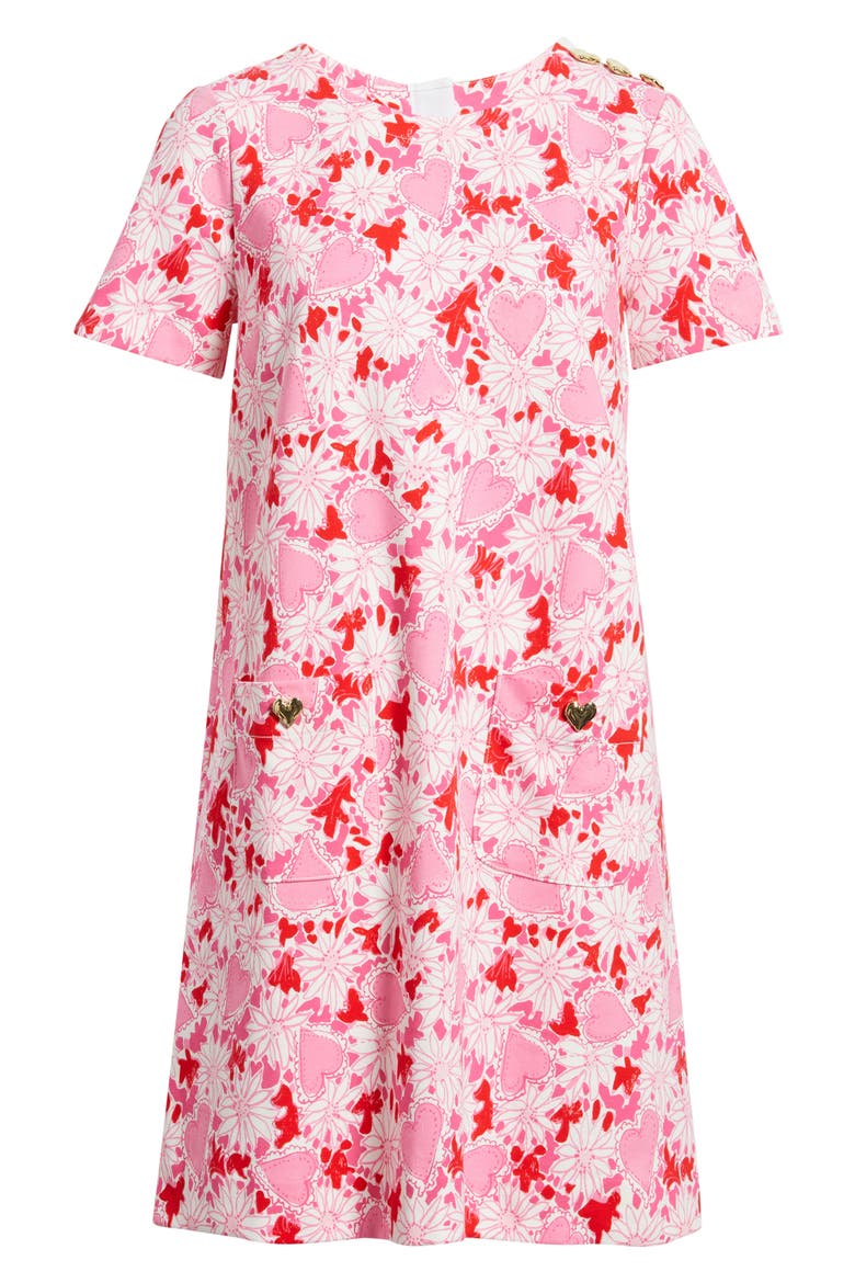 Mattison Floral Cotton Blend Shift Dress, Alternate, color, COCONUT DEAR HEART