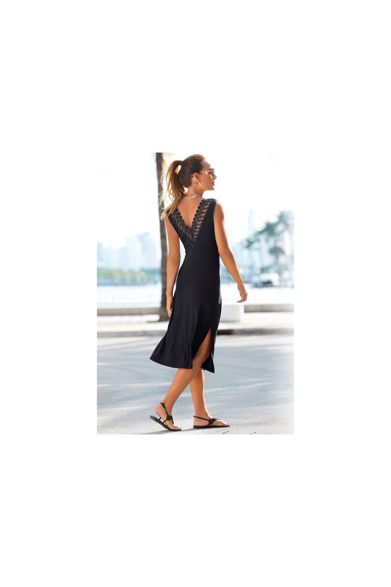 V-Back Lace Accent Dress, Alternate, color, Black