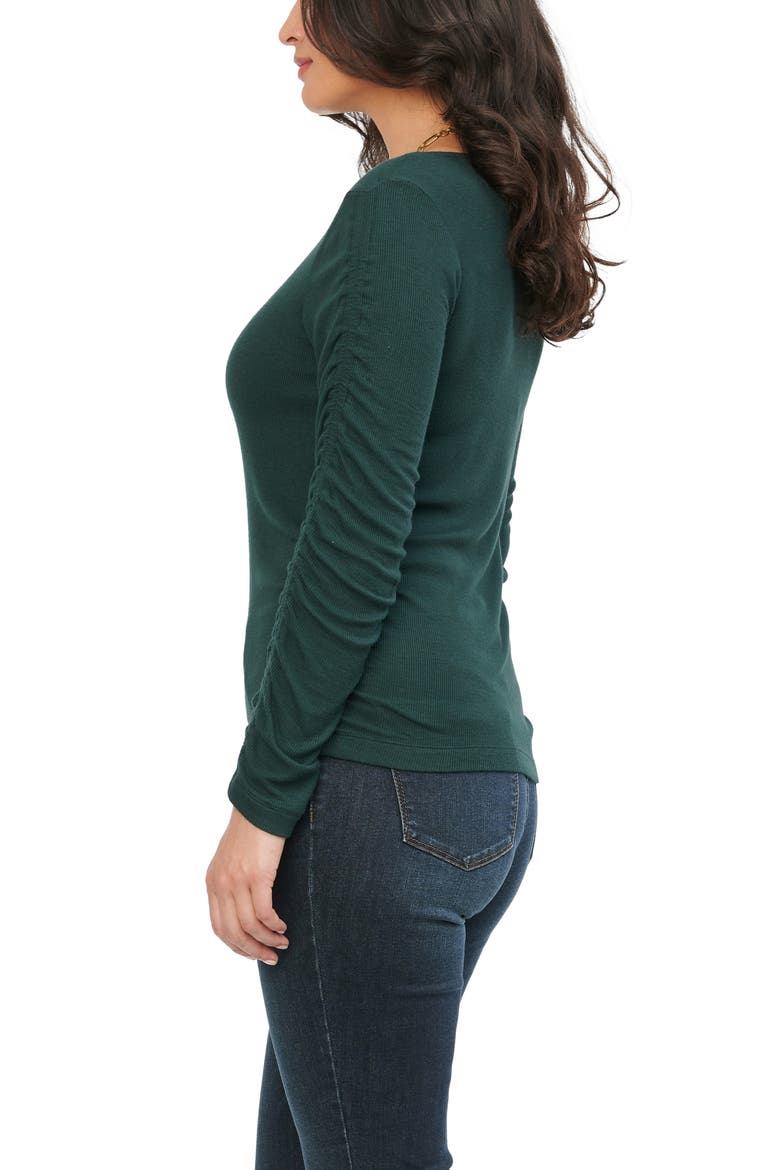 Ruched Long Sleeve Top (Nordstrom Exclusive), Alternate, color, BOTTLE GREEN